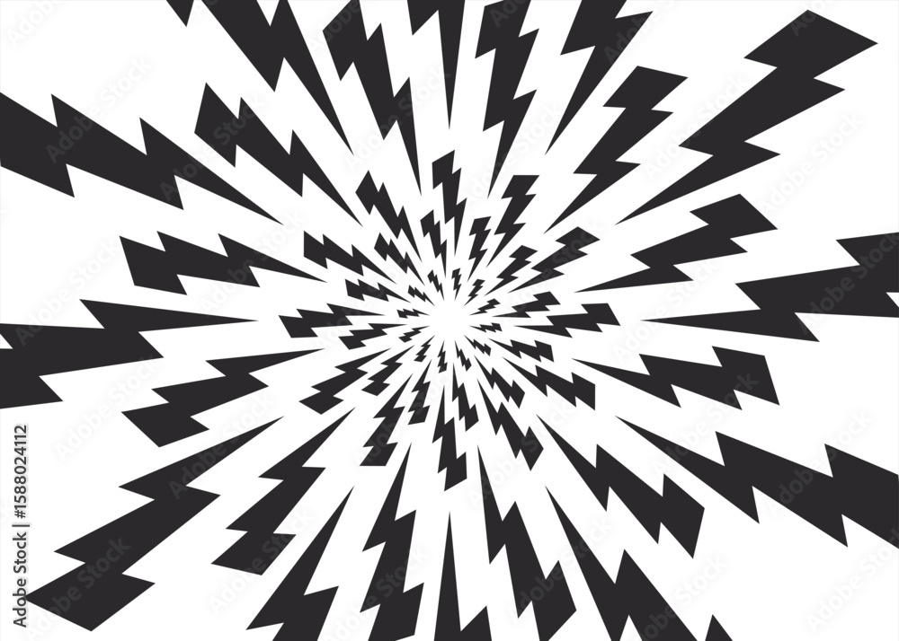 Comic background with thunder and lightning. Vector cartoon and radial pattern of bolts. background like exploding in frame. Abstract light explosion effect. Manga speed line