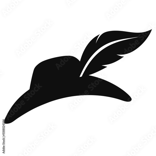 Classic black silhouette of a pirate hat adorned with a single feather
