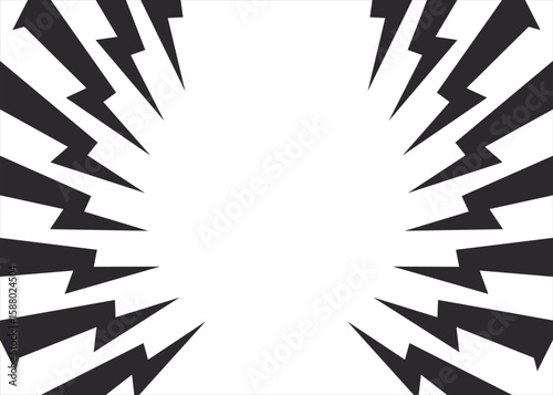 Comic background with thunder and lightning. Vector cartoon and radial pattern of bolts. background like exploding in frame. Abstract light explosion effect. Manga speed line