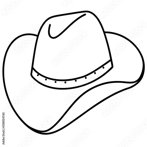 Classic cowboy hat with decorative stitching and subtle text detail