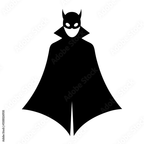 Silhouette of a person in a zorro style mask and cape