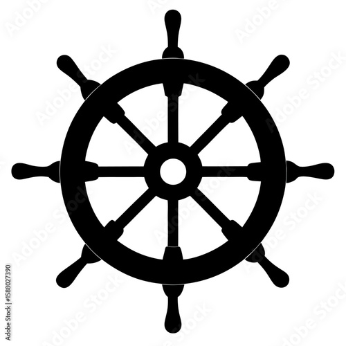 Classic pirate ship steering wheel silhouette perfect for nautical or adventure themes