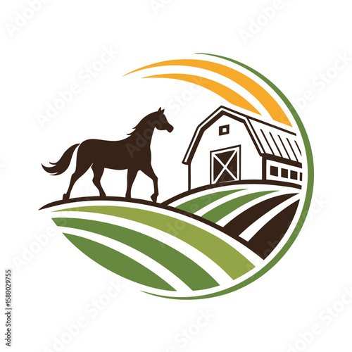 Farm Horse Barn Logo: Rural Ranch Equestrian Graphic Design