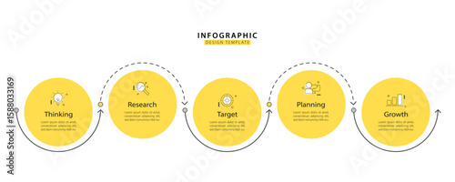 Timeline Creator infographic template. 5 Step timeline journey, calendar Flat simple infographics design template. presentation graph. Business concept with 5 options, gantt vector illustration.