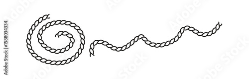 Rope brushes set. Knit patterns. Rope collections Ropes in knotting style. Vector illustration
