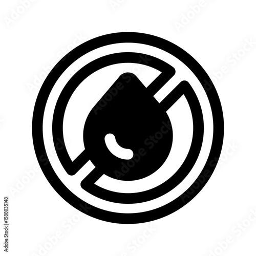 No Water Glyph Icon. Single icon, glyph vector icon