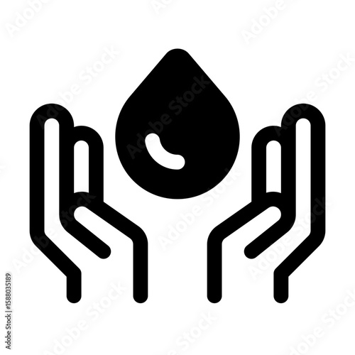 Save Water Glyph Icon. Single icon, glyph vector icon