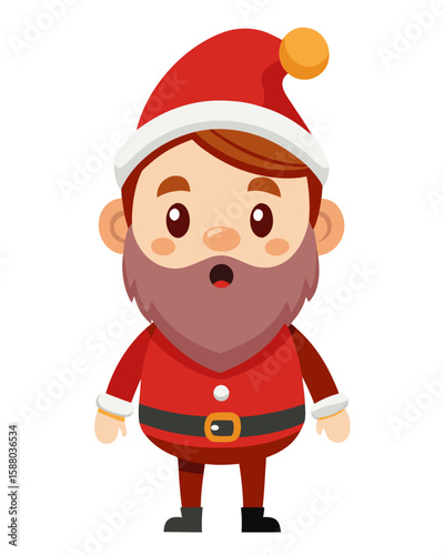 Cheerful Santa Claus character art is ideal for holiday greetings, festive banners, and seasonal designs with a fun, cartoon aesthetic.