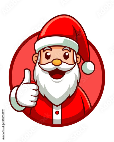 A cheerful Santa Claus design smiles with a thumbs up gesture, perfect for holiday greetings, banners, and festive decorations.