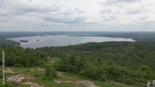 Wallpaper Mural Aerial footage of tree covered hills and lake, Calabogie ski hill. Ontario Canada Torontodigital.ca