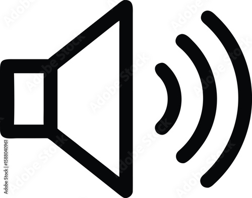 Bold black outline icon of a speaker cone with a central element isolated on transparent background