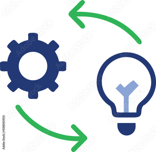 Bold outline vector graphic representing a cyclical process with distinct stages and flow isolated on transparent background