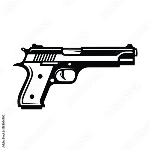 illustration of a gun silhouette I Gun Icon Flat Graphic Design I handgun pistol 