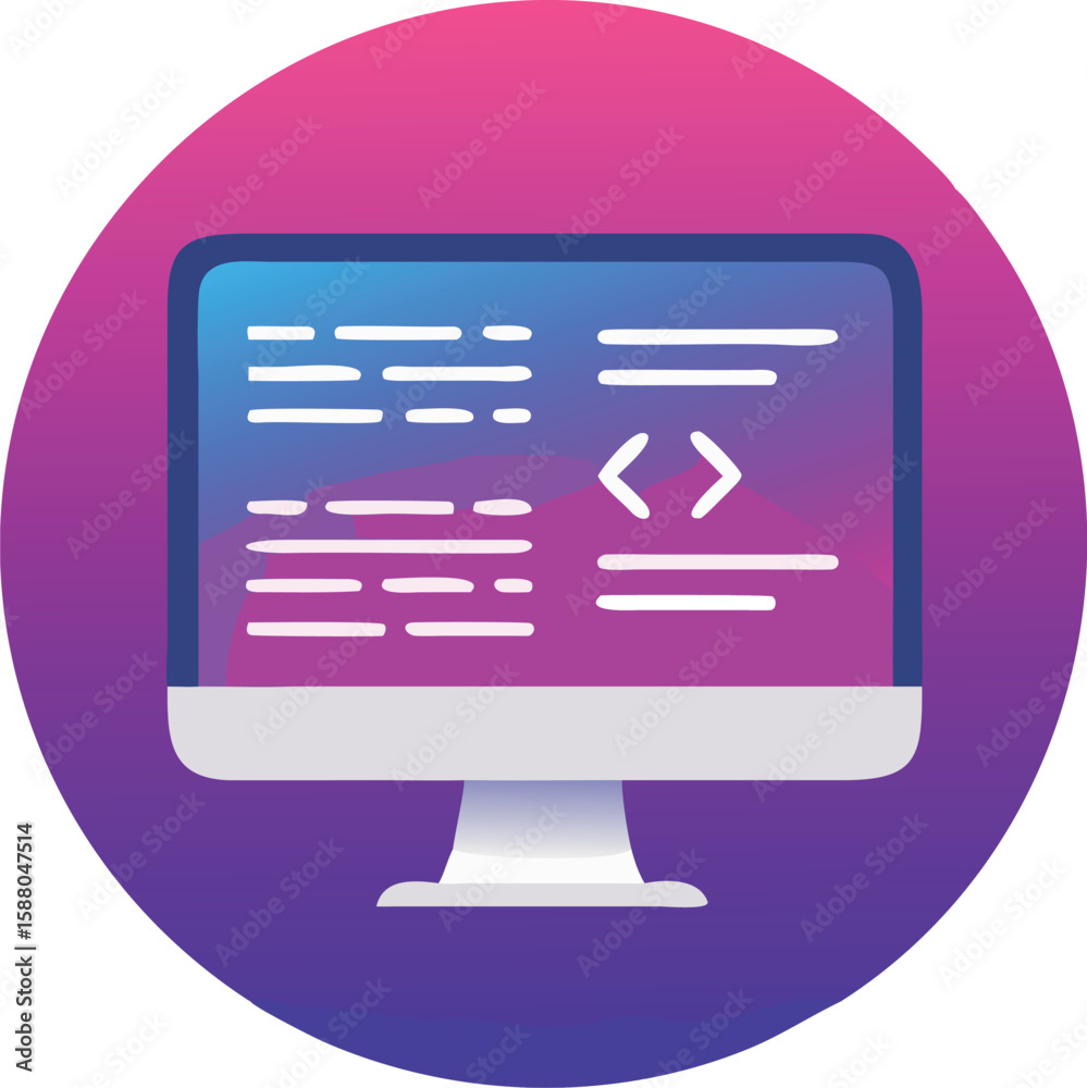 Fototapeta premium Sleek flat icon of a desktop computer monitor perfect for technology and digital interface designs isolated on transparent background