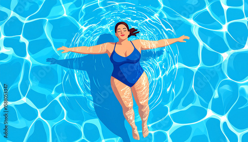 Flat Illustration of Plus Size People Doing Sports Activities