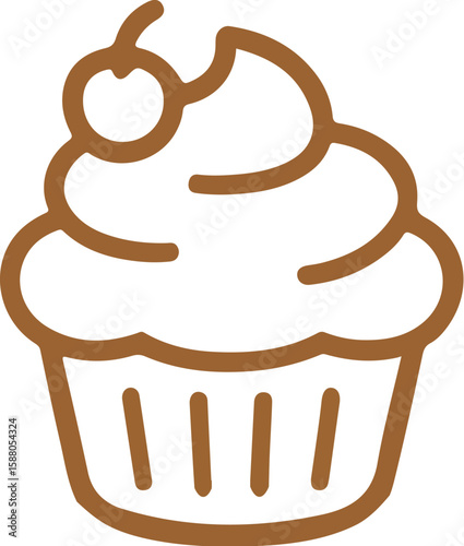 Cupcake Delight: A single, appetizing cupcake, crowned with luscious frosting and a vibrant cherry, epitomizes the essence of a perfect dessert. 