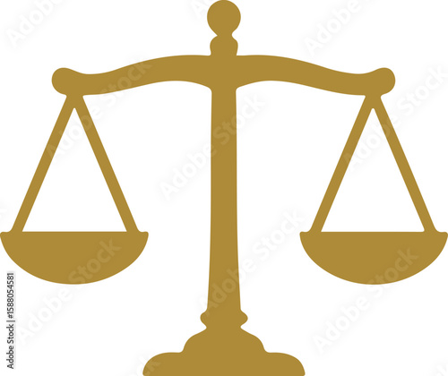 Golden Scales of Justice: A captivating emblem of the scales of justice, rendered in elegant gold against clean backdrop, symbolize fairness, law, and impartiality in the pursuit of truth.