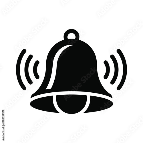 Ringing Bell Icon: Simple Black Alert and Notification Symbol for Attention

