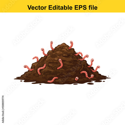 A pile of soil teeming with many wriggling earthworms