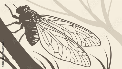 Cicada insect vector illustration for nature and wildlife designs and educational resources on entomology and insects