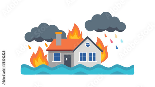 Home insurance claim for fire flood and storm damage protection coverage and disaster recovery assistance needed