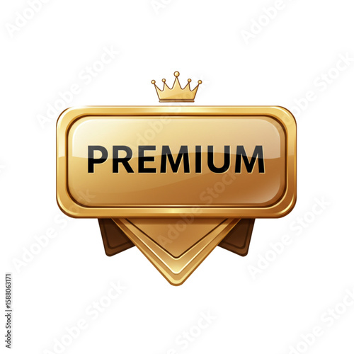 Premium Vector Seal | Gold Crown Graphic | Luxury Quality Icon
