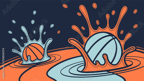 Basketball splash art vector illustration for sports themes and graphic design projects download now free use
