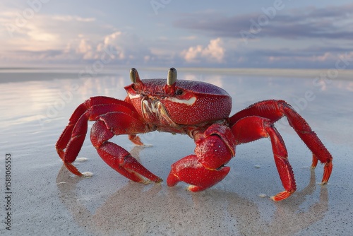Christmas Crab in Australian Coral Cove at Dawn on Christmas Island