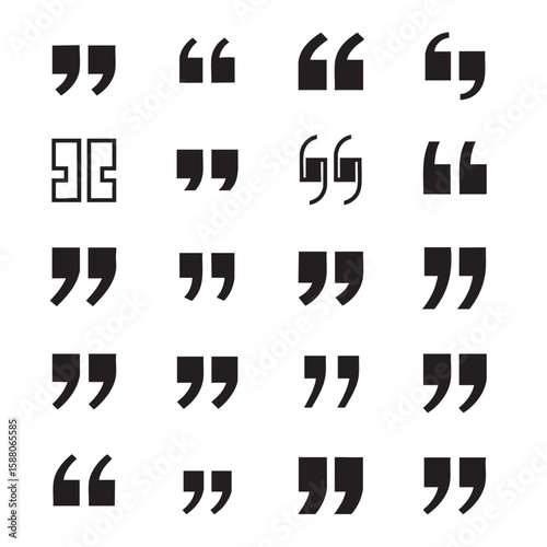 Various quotation mark designs black on white quotation marks punctuation