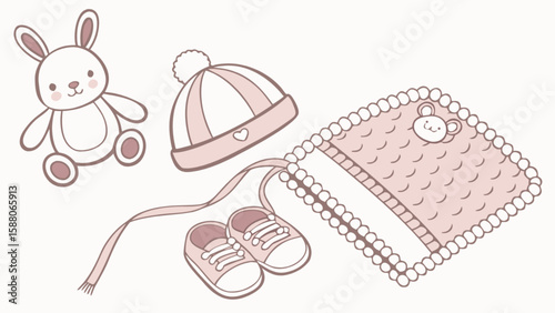 Baby essentials newborn gift set bunny plush hat shoes blanket nursery decor for baby shower gift idea