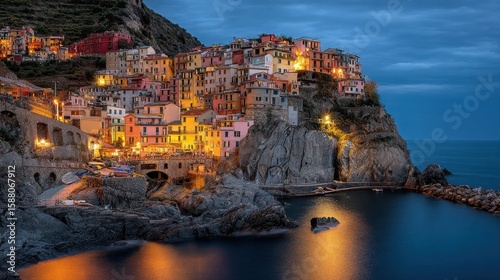 Cinque Terra Italy. Vibrant Scenery of the Coastal Village in the Mediterranean