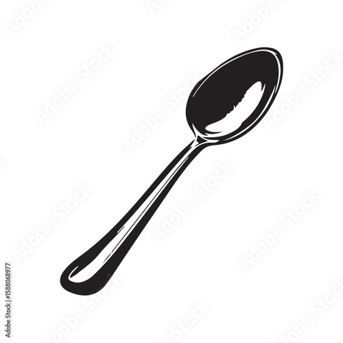 Vector illustration of a spoon, suitable for culinary designs, food-related content, kitchen tools, and restaurant menus isolated on a white background
