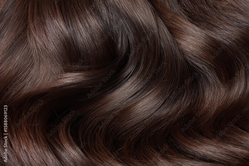 Naklejka premium Clip In Extension. Closeup Shot of Shiny Brown Clip-In Hair Extensions