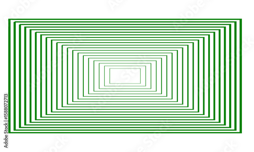 Fototapeta Naklejka Na Ścianę i Meble -  Green layered square tunnel optical illusion