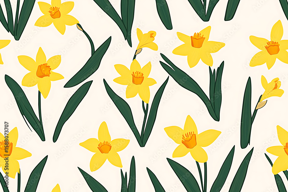 Daffodil Minimalist seamless pattern background vector Daffodil Minimalist seamless pattern background vector