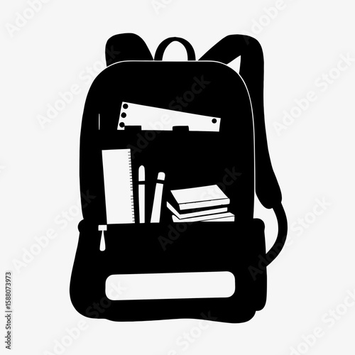 Backpack filled with school items vector