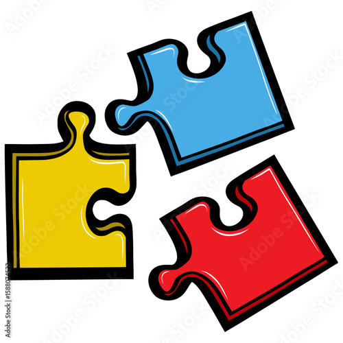 Colorful Puzzle Pieces Autism Awareness Art Vector Illustration