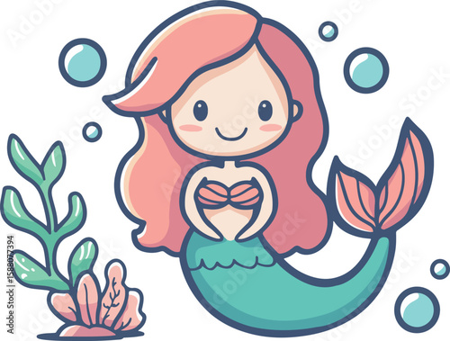 Cartoon mermaid illustration material
