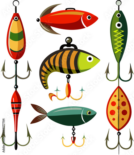   Fishing Hook and Lure Vector Set
