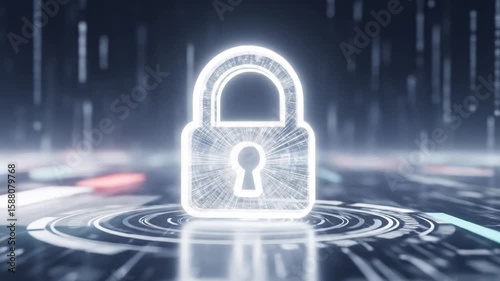 Wallpaper Mural Digital lock icon animation with futuristic hud interface for cyber security concept Torontodigital.ca