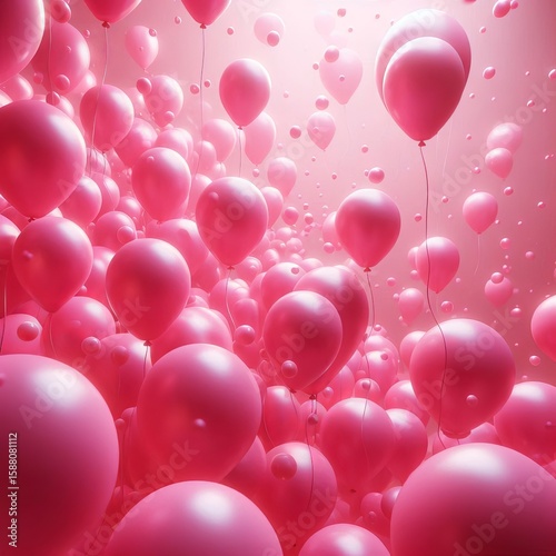 pink balloons floating upward in a D rendered scene with subtle
