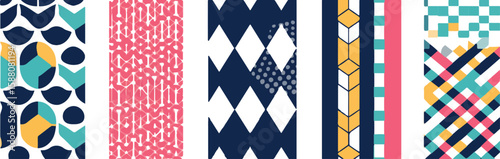 Seamless geometric patterns with American flag elements