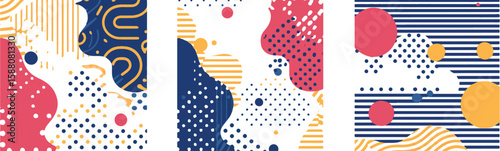 Abstract seamless pattern with colorful USA flag-inspired lines and shapes design