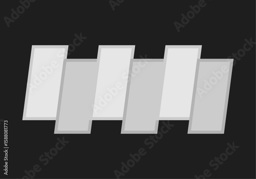 Rectángulos inclinados blanco y grises en fondo negro