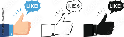 Thumbs up icons show approval like confirmation support and positive feedback