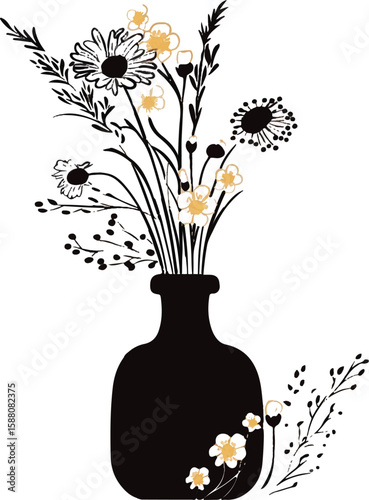 Colorful bouquet of flowers arranged in a glass vase
