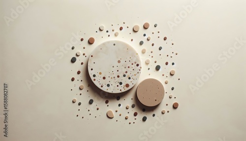 Minimalist terrazzo speckles in muted earth tones scattered over