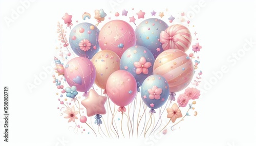 Pastel Balloons Transparent PNG