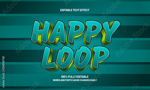 happy loop editable text effect with a kids and play text style