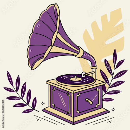 vector illustration of an old gramophone